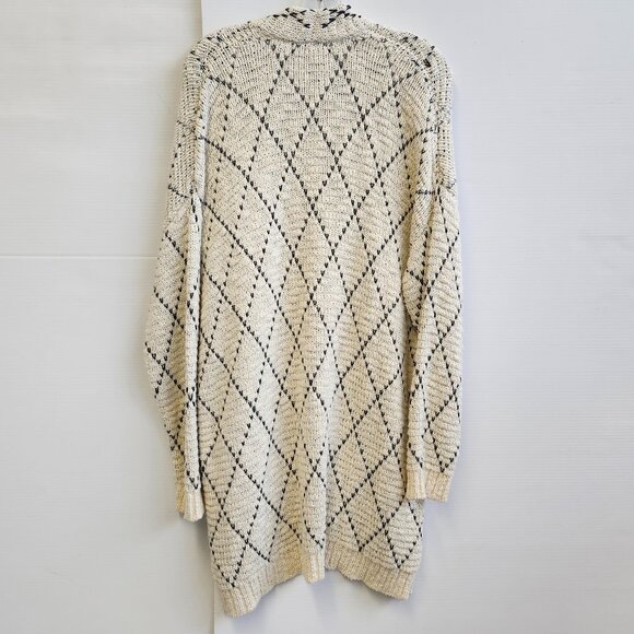 Eileen Fisher Women's Soft White/Black Long Chunky Cardigan Size S/M - Picture 2 of 7